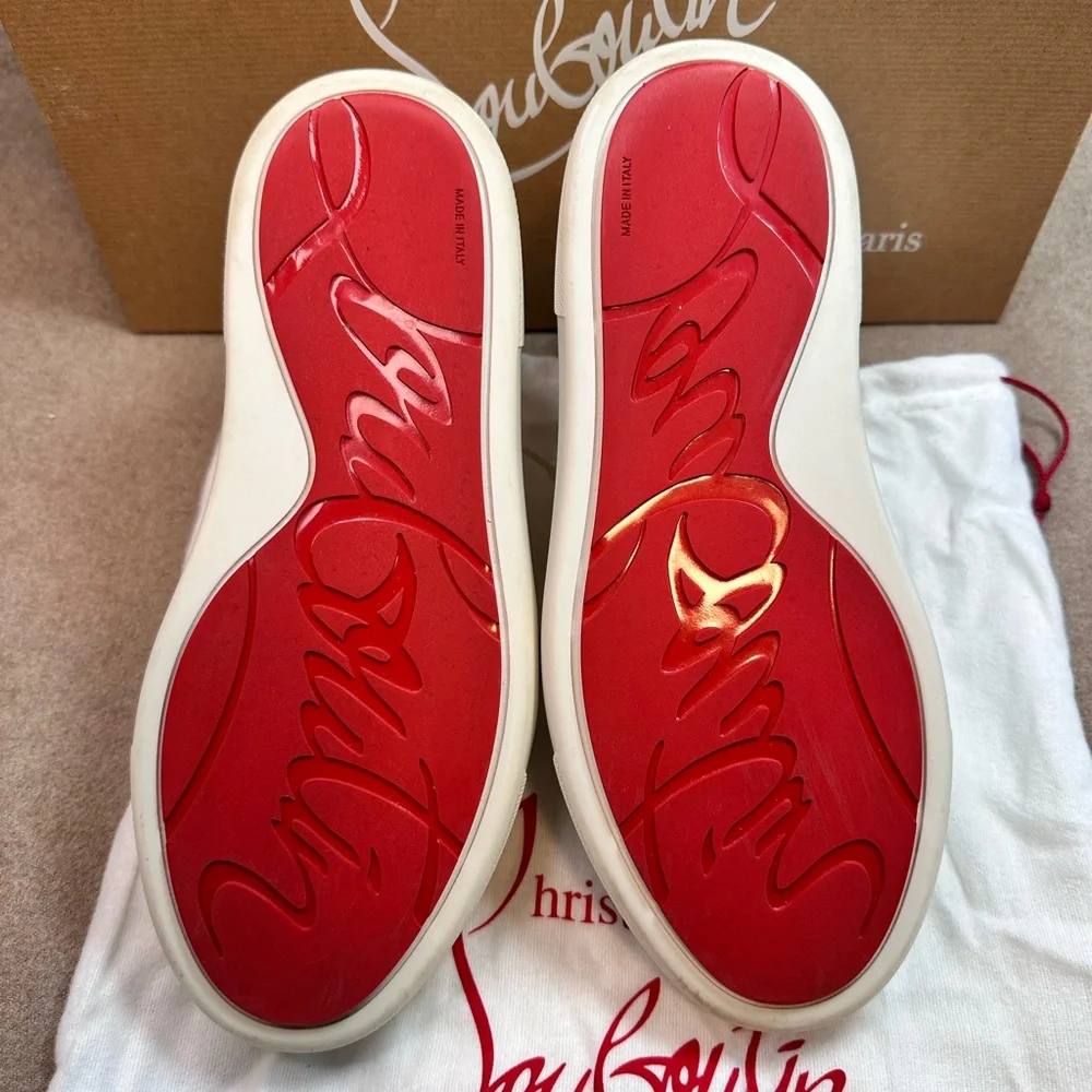 Christian Louboutin Ivory Sneakers with Red Accents